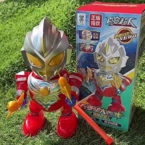 YFD  Childrens Portable Chinese New Year Boy Doll Swing Dancing Cartoon Superman Music Light Robot Lantern