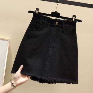 Womens High Waist Denim Dress 2022 New Korean Half Skirt Large Versatile Wrap Hip A-line Short Skirt