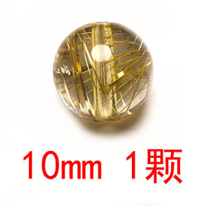 7A Grade Natural Gold Rutilated Quartz Scattered Beads Multi-Hair Smooth Rutile Citrine Single Bead Bracelet round Beads DIY Ornament Accessories