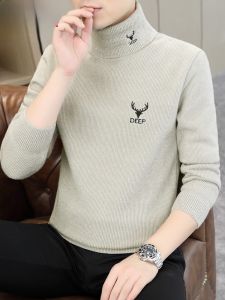 HENGYUANXIANG | Mens Fashionable Thickened High Collar Sweater Winter New Style Fleece Lined Knitted Wear Warm Clothing Casual Urban Style