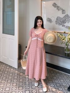 MASISI | Lace Grid Splicing Lightweight Slim Summer Dress