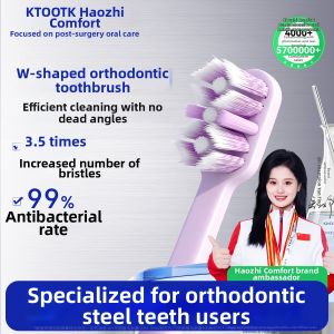 HTOOTH | Orthodontic Teeth Cleaning W-Shaped Soft Bristle Small Head Toothbrush