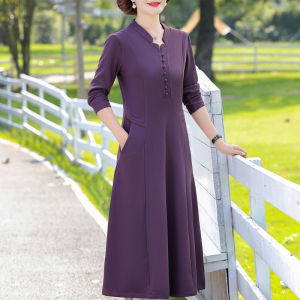 Middle-Aged Ladieswear Autumn Dress Western Style plus Size Middle-Aged and Elderly Womens Clothing Noble Elegant Spring & Fall Long Sleeve Underdress