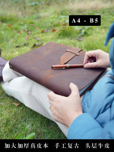 Chính Hãng Lớn Da Sổ Tay Phác Thảo A4 Bền Bỉ B5 Kinh Doanh Da Vỏ Cứng Vòng Bìa Cứng Retro疯马 Khóa Thắt Lưng Thiết Kế