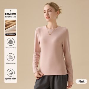 MiiOW | Womens Wool Knit Long Sleeve T-shirt with Lyocell Inner Layer for Autumn and Winter Warmth