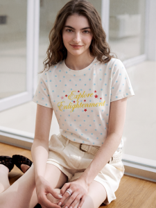 Basic House | Polka Dot Print Short Sleeve Round Collar T-Shirt