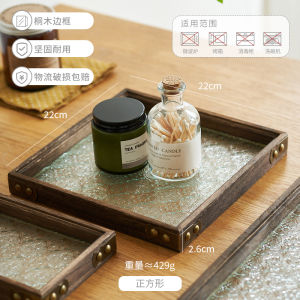 Vintage Glass Tea Tray Hibiscus Flower Design Living Room Use Tea Brewing Tray Fruit Tea Snack Tray Tea Set Storage Tray