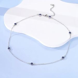 Vòng Cổ Bạc 925 Sterling Màu Xanh Zircon Dành Cho Nữ Thiết Kế Đơn Giản Món Quà Trang Sức Phù Hợp Với Mọi Phong Cách