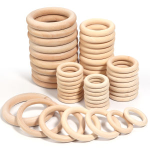 Unfinished Solid Wooden Rings 15-100MM Natural Wood Rings for Macrame DIY Crafts Wood Hoops Ornaments Connectors Jewelry Making
