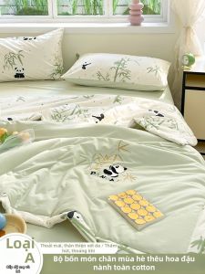 Yuzhaolin | Bộ Đồ Chăn Ga Gối 4 Món Cotton Thiên Nhiên Cấp A Mát Mẻ Cho Mùa Hè
