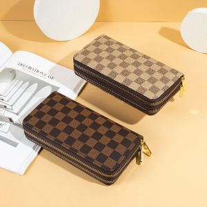 Retro Large Capacity Long Wallet for Women Double Layer Zipper Handbag Mobile Phone Bag Fashionable New 2025 PU Leather