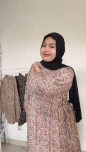 (BISA COD) midi dress rayon / gamis rayon viscose / gamis aira rayon viscose premium adem motif bunga korea terbaru kekininan jumbo ld 120cm pb 140cm gamis wanita muslim motif jumbo bumil friendly wudhu friendly
