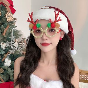 Merry Christmas Decorate Santa Claus Christmas Tree Elk Glasses Photo Props Adult Children Frame Glasses 2024 New Year Childrens Gifts