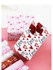 Valentines Day Christmas Birthday Gift Box Decorative Paper Heart Shaped Packaging Paper Girls Heart Flower Bouquet Wrapping Paper