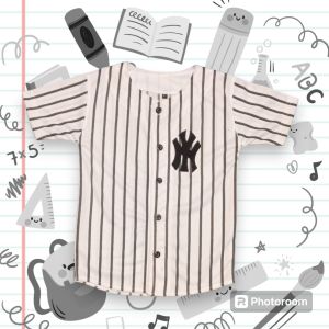 baju Jersey Baseball anak putih salur hitam pakaian outdoor kualitas premium