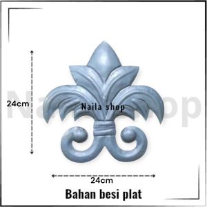 Ornamen pagar motif Daunan Uk24x24 2 muka depan belakang