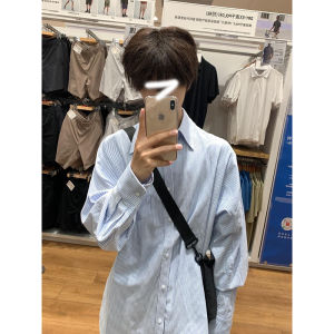 Boys and Teenagers Wear Stripes Shirt Japanese-Style Retro Teenagers Loose Casual Blue Long Sleeve Shirt Coat