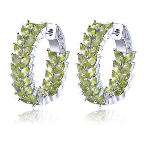 Lohaspie Jewelry Pure 4.8 Carats Solid Sterling Silver 925 Clip Earring Natural Citrine Peridot Clip Earring Marquise Cut Gemstone Citrine Birthstone Earring For Women Jewelry