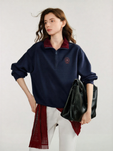 Toyouth | Áo Hoodie Thể Thao Phong Cách Retro Màu Khối