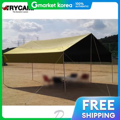 Tấm tăng dã ngoại Tri-Camp A màu đen bóng đen loại khóa kéo cỡ L kèm cọc nhôm.
