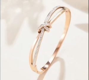 Viviann Original sterling silver Temperament Bowknot Open Bracelet Jewelry Beautiful Lovers Bracelets Female Bracelet Titanium Rose Gold Bracelet Luxury Brand Crystal Bangle Bracelet for Women Jewelry Party Gift