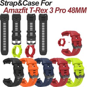 Silicone Case+Smart bracelet Wrist Band for Amazfit T-Rex3Pro 48MM Strap Cover Protector Case for Amazfit T-Rex 3Pro Bezel Frame