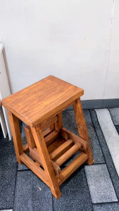 Adjustable Home Improvement Step Stool in Rustic Wood Finish