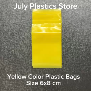 ถุงซิปสีเหลือง Yellow ขนาด 6x8 ซม. (แพค 100 ใบ) ถุงพลาสติกใส่ครื่องประดับ ถุงซิปใส่ของ สมุนไพร กันน้ำ ฝุ่นละออง ถุงซิปแบบ A  โดย July Plastics
