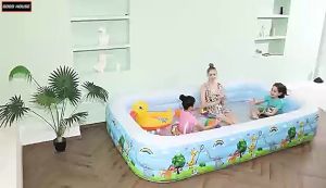 Bể bơi phao đáy chống trượt siêu to dày hình chữ nhật 3 tầng đủ kích thước cho bé bảo hành 2 năm lỗi đổi mới trong 7 ngày đầu nhận sản phẩm