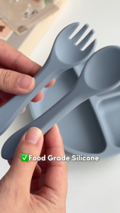 Keola - 2PCS Silicone Spoon Set | Sendok dan Garpu Silikon MPASI Anak Peralatan Makan Premium