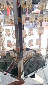 Earring jewelry storage box display rack rotating large capacity multi-layer transparent shaft hanging earring rack