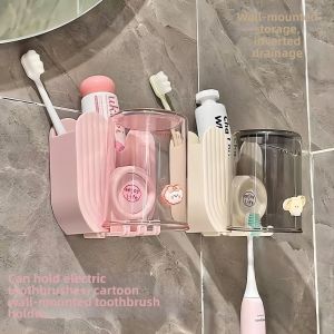NAIFUNA | Bathroom Wall-mounted Toothbrush & Toothpaste Holder No-drilling Required