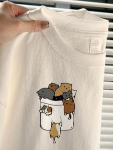 Summer Cartoon Print Heavyweight Pure Cotton Short Sleeve Womens Loose White Half Sleeve T-shirt Design Sensation Niche