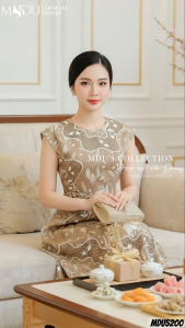 Váy Thiết Kế MDU5200 Chất Liệu Lụa Mango Dáng Xoè Cùng Cổ Tròn Thamh Lịch Trang Nhã Từ MDU