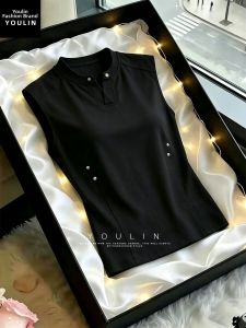 YOULIN | Rivet Spliced V-neck Sleeveless Stylish Sport Shirt