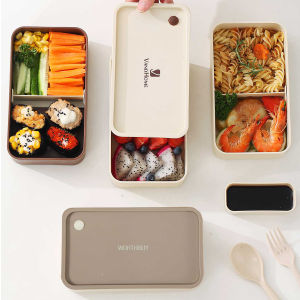 WORTHBUY Reusable Divided Plastic Lunch Contianer Microwave Safe Portable Large Capacity Sealed Bento Lunch Box For Students