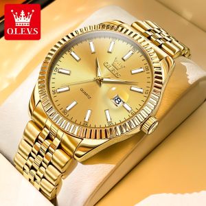 OLEVS Men Casual Watches Waterproof 2024 New Original Digital Gold Watch High Quality Business Style Stainless Steel Watch For Mens