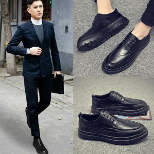 Mens Business Casual Shoes Breathable Leather Anti-Odor Spring Summer Flat Heel round Toe Rubber Outsole Comfortable Wear