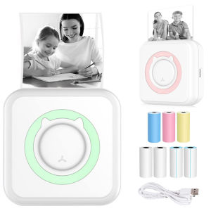 เครื่องพิมพ์ฉลากความร้อนขนาดเล็กเครื่องพิมพ์ภาพถ่ายแบบพกพาสำหรับโทรศัพท์ไร้สายบลูทูธติดกาว miniprint W/พิมพ์กระดาษ