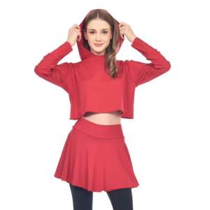 Crop Hodie Lengan Panjang Senam Olahraga Zumba