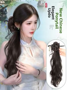 QIAOYIDUO | Wenwan Chinese Style Womens Hair Braid Ponytail Simulation Wig