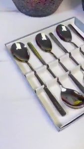 Hộp 6 thìa inox cán dài xuất xứ Đức cao cấp - Set 6 thìa inox đóng hộp sang trọng