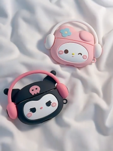 Tri-Town Silicone Case Kuromi Cute Cartoon Case For Airpods 4 3 2 1 Pro 2 Case 3D Cartoon Anti-Fall Shockproof Airpods Case