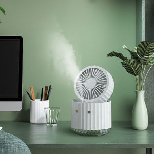 Mini Portable Folding Water Spray Humidifier Fan USB Charging 1200mah Led Light Humidification Cooling Fan Desktop Office Table Wireless Small Fan Air Humidifier Night Light Spray Humidification Fan