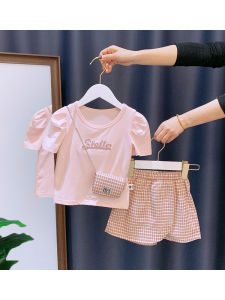 Pure Cotton Childrens Summer Outfit Set for Girls 1 Year Old 4 Piece Set 2 Piece Set Trending Internet Baby Clothes