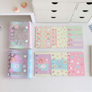 K-style Girl Cartoon Loose-Leaf Transparent Journal Book M5 Cute Bear Notebook Good-looking Portable Notepad