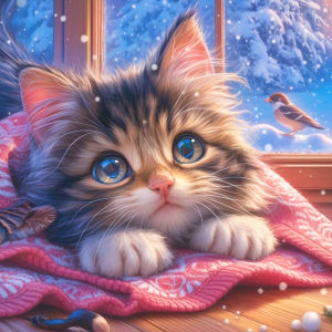 Huacan Diamond Painting Cat Winter Diamond Mosaic Animal Landscape New Collection Picture Of Rhinestones