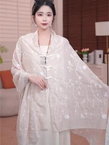 Summer 2026 New Embroidered Button Shoulder Shawl Fashionable Versatile Stylish Travel Photography Outer Thin Cardigan