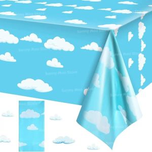 Hasbro | Cartoon Blue Sky White Clouds Tablecloth 54x108 InchDisposable Party Table Cover for Kids Birthday Baby Shower Decor Boys Girls