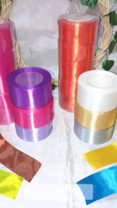 Pita satin Kado Buket bunga ukuran 4 cm besar 15 Inch kertas cellophane PER METER meteran